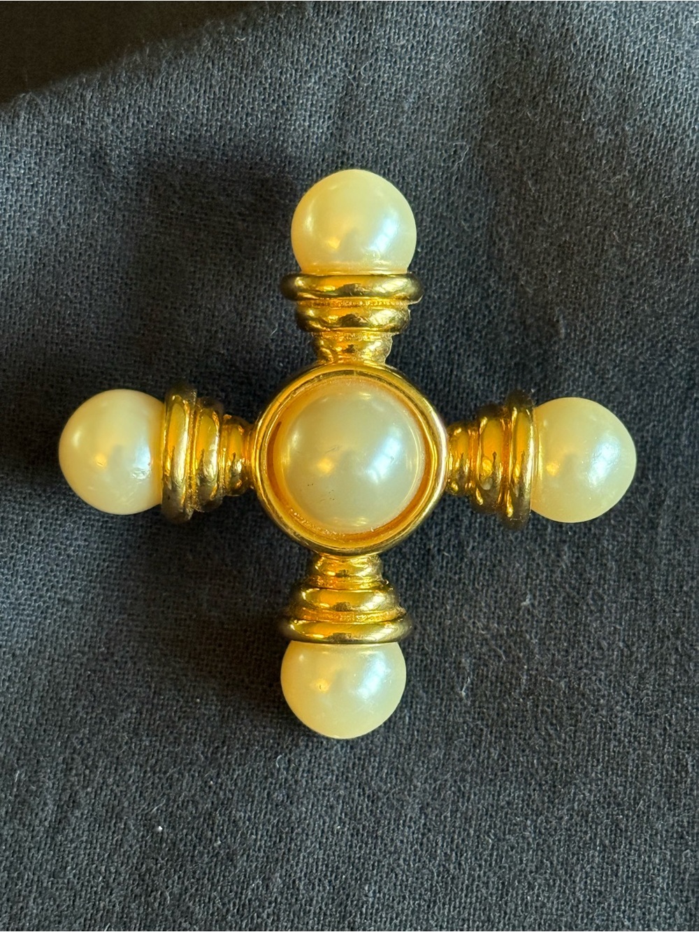 Vintage Jesara Gold Tone and Pearl Brooch